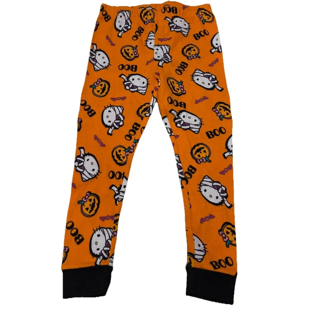 Sanrio Hello Kitty Halloween Pajama Pants‎ Child's Size 4 Orange Black